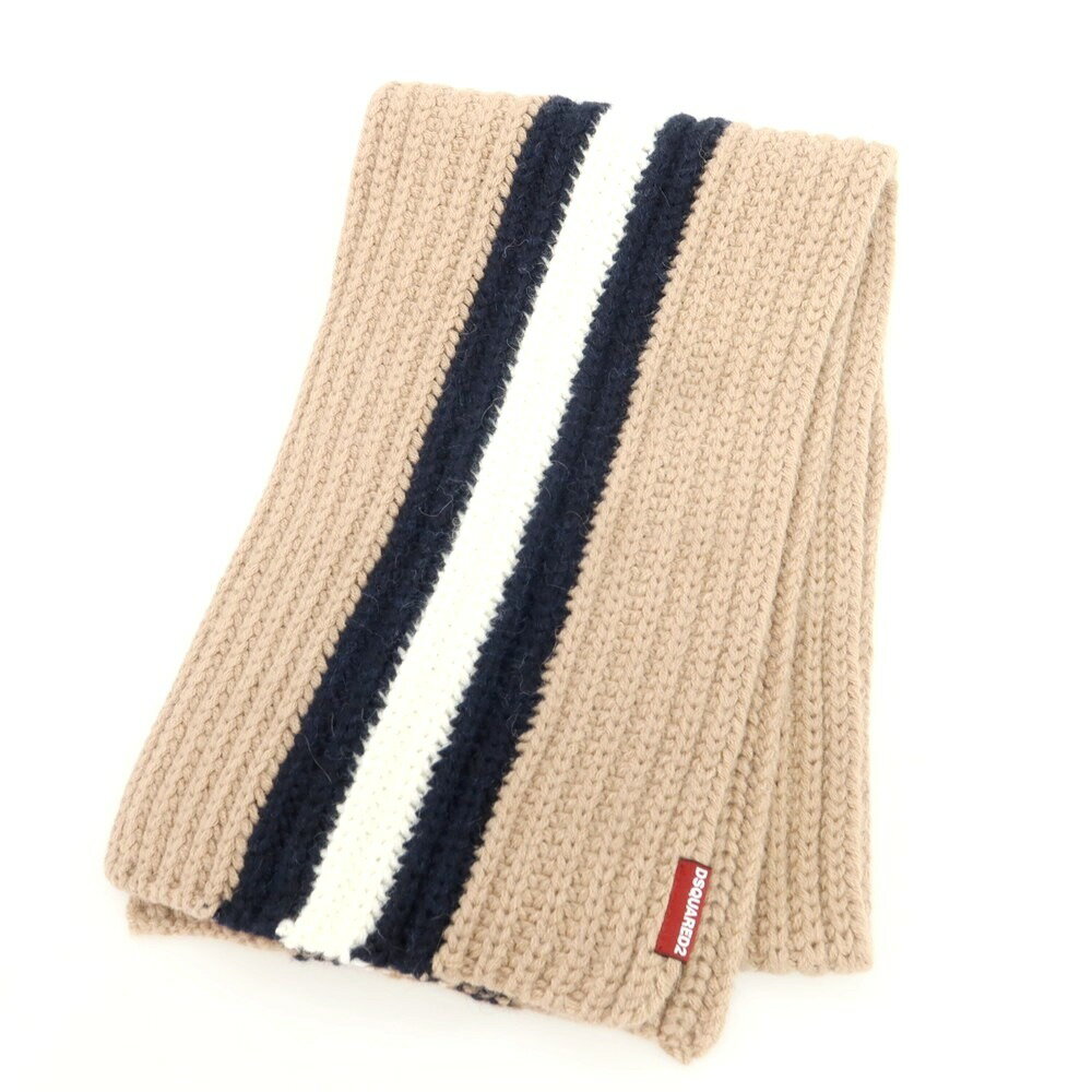 【SALE10%OFF/返品不可】【新品】ディースクエアード DSQUARED2 ローゲージニット マフラー ベージュx..