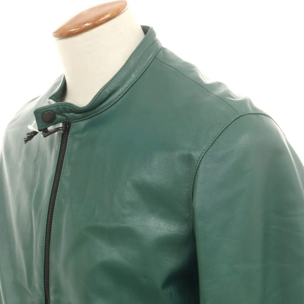 【中古】エンメティ EMMETI ラムレザー ライダースジャケット グリーン【サイズ48】【A/W】【状態ランクA】【メンズ】