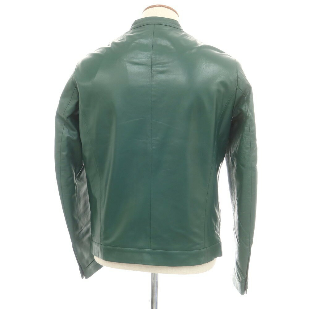 【中古】エンメティ EMMETI ラムレザー ライダースジャケット グリーン【サイズ48】【A/W】【状態ランクA】【メンズ】
