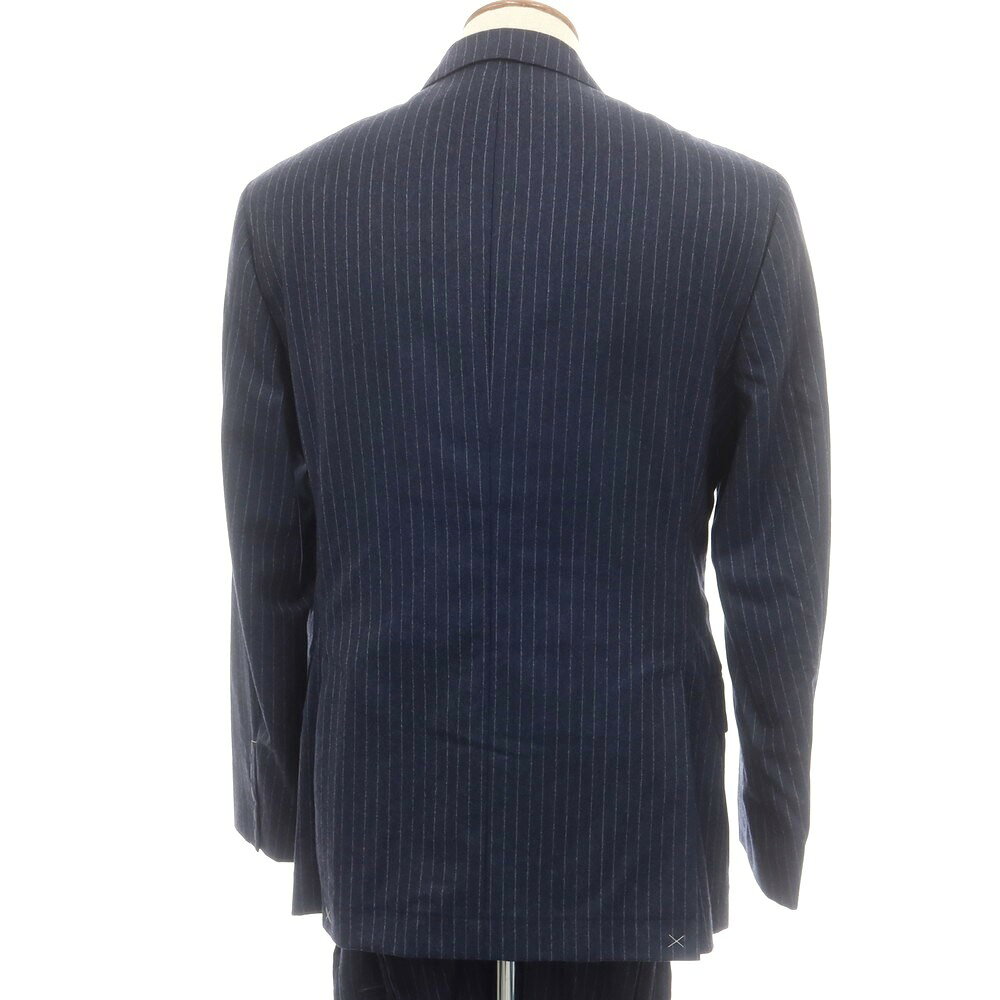 【新品】ブルネロクチネリ Brunello Cucinelli ウール ストライプ 6B ダブルスーツ ネイビーxホワイト【サイズ48】【A/W】【状態ランクN】【メンズ】