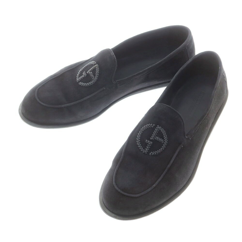 【中古】ジョルジオアルマーニ GIORGIO ARMANI スエード Uチップ スリッポン ダークネイビー【サイズ7】【S/S/A/W】【状態ランクA】【メンズ...