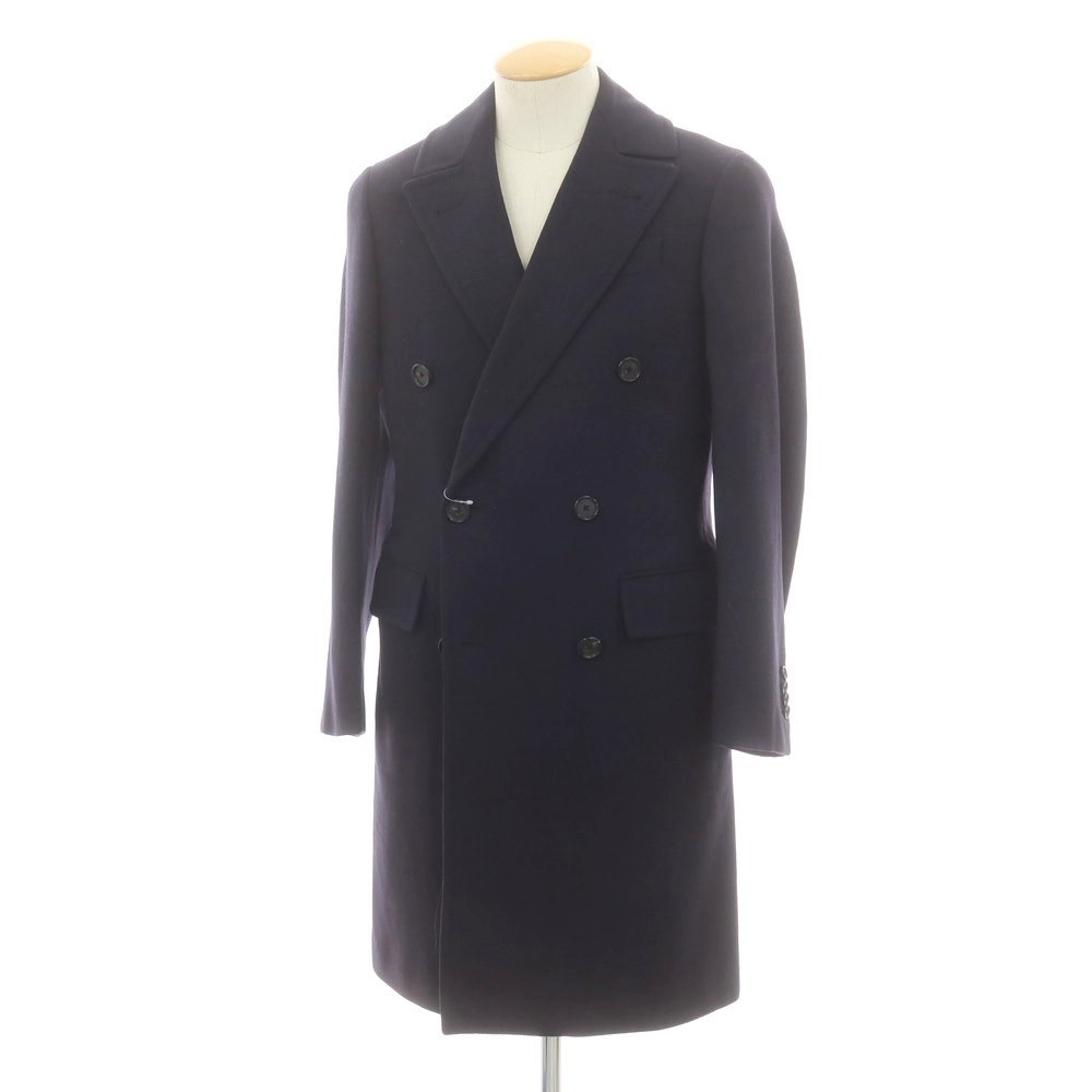 【SALE10%OFF/返品不可】【中古】サルトリアパルマ Sartoria Parma BEAMS F別注 ウール ヘリンボーン織り ダブルブレストコート ネイビー【サイズ44】【A/W】【状態ランクB】【メンズ】