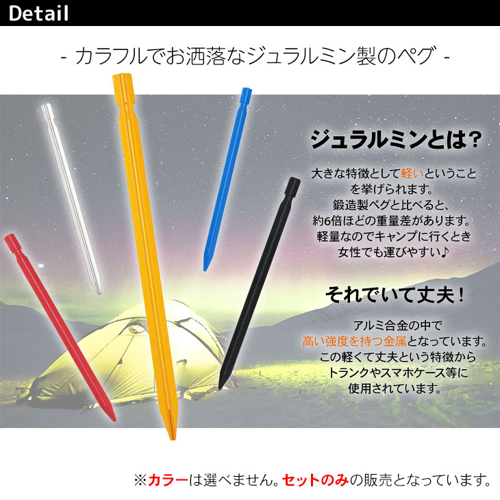 【エントリーでP5倍&割引クーポン有】ジュラルミン ペグ テント タープ 固定具 BBQ キャンプ設営用具 20本セット 収納袋付き 23cmサイズ通販格安セール情報 楽天 通販