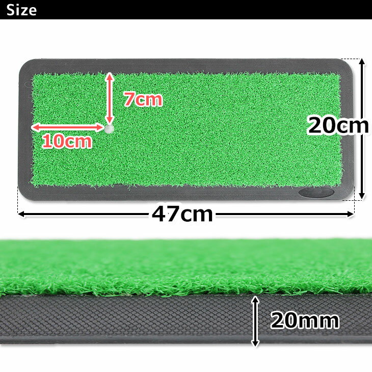 【エントリーでP5倍＆割引クーポン有】ゴルフ 練習 マット スイング 人工芝 ゴムマット 20×47cm Pセット