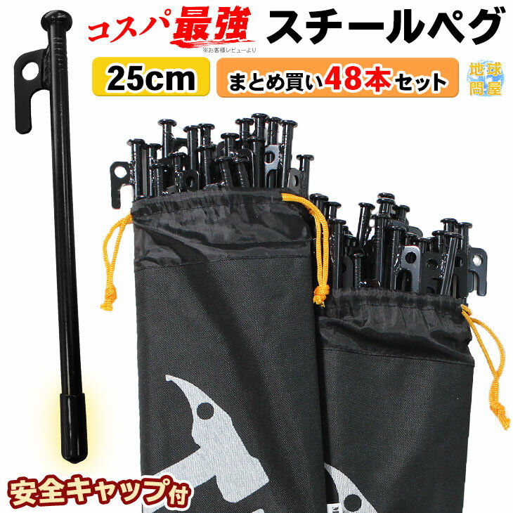 【エントリーでP5倍&割引クーポン有】ペグ スチール 25cm まとめ買い テント タープ 設営 キャンプ アウトドア 48本セット