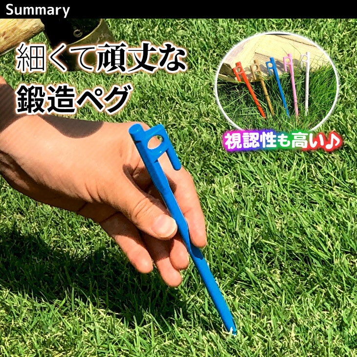 【エントリーでP5倍&割引クーポン有】M-STYLE ペグ 鍛造 20cm 強靭 テント タープ 設営 彩カラー 8本セット通販格安セール情報 楽天 通販