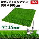 ゴルフマット 35mm ラフ芝 ゴルフ 練習 マット 100×100cm アイアン ショット アプローチ 練習用 Rough Turf 人工芝 室内 屋外 ラフ 芝生 単品(4)