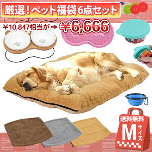 【 犬 福袋 数量限定 】 福袋 ギフト プレゼント ペット 犬 猫 お楽しみ袋 おしゃれ 秋冬 春夏 ラージマット ひんやりシーツ えさ皿 ランチョンマット ∞型 エサ蓋 シリコンボウル 送料無料 Mサイズ 7点セット