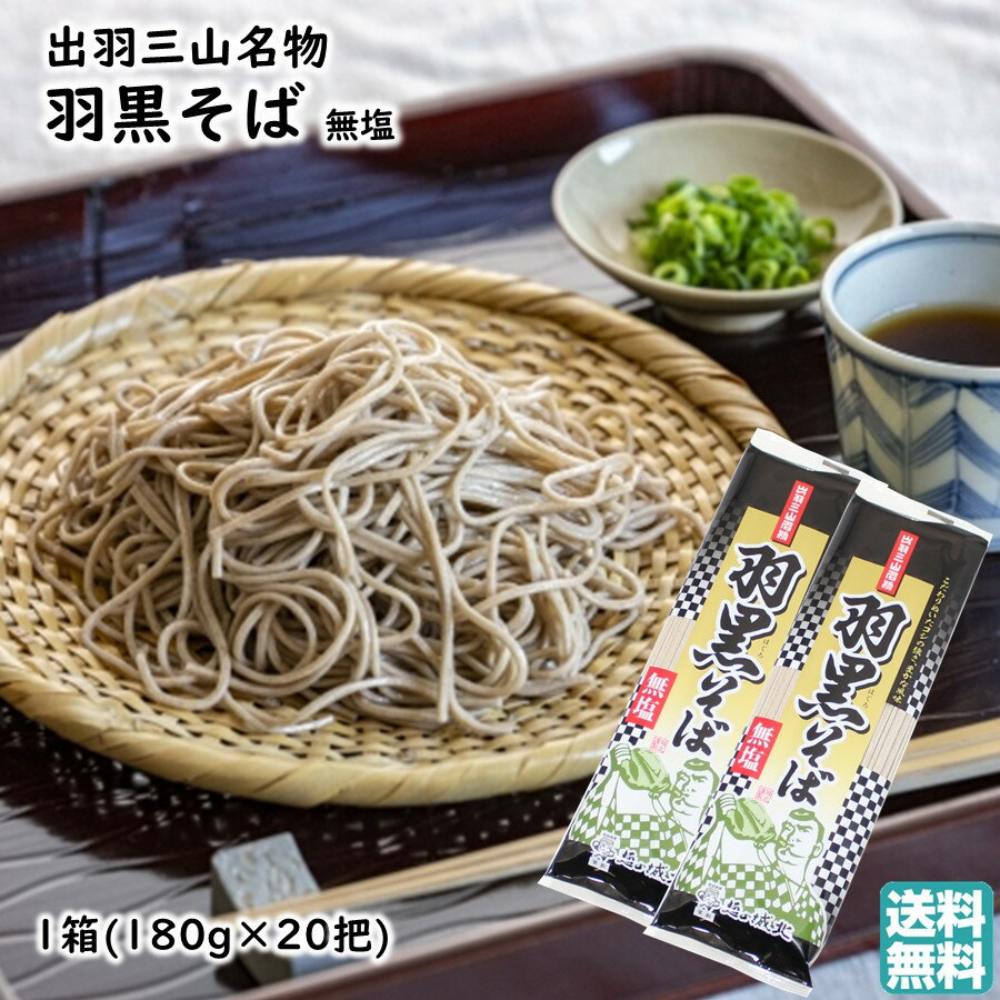 羽黒そば 無塩 1箱(180g×20把) 出羽三山名物 城北麺工 送料無料 手土産 父の日 お中元 (東北 山形 麺類 乾麺 蕎麦 美味しい おすすめ 箱買い ケース単位 年越しそば)【A01】