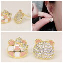 18K RGP ゴールド ダイヤ CZ キュート Bear ピアス gp5569