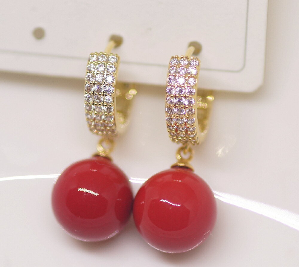 18KRGPゴールドダイヤCZ珊瑚...