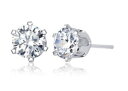 18K RGP プラチナダイヤ CZ 六本爪 一粒 4mm 王冠 ピアス 左右セット yp3542 普通便 送料無料