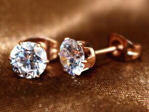 K18 RGP 六本爪一粒 4mm王冠ピアス ピンクゴールド 99円one set sp5154 バレンタイン ギフト おすすめ 誕生日 ギフト