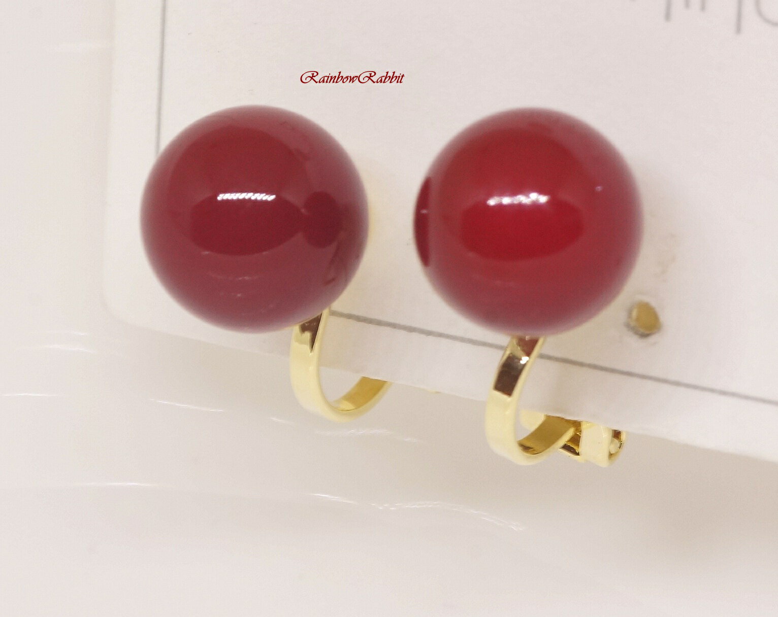 18KRGPゴールド赤珊瑚色ボール...