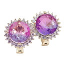 18K RGP ゴールド ダイヤ CZ 薄紫 フラワー ピアス gp5329