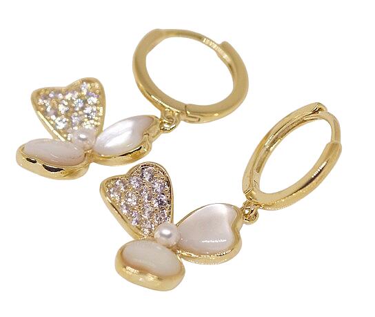 18K RGP ゴールド ダイヤ CZ 三つ葉 リング ピアス gp5563 普通便 送料無料