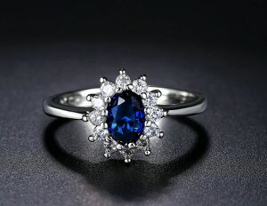 リング 指輪 18K K18 プラチナ CZ ダイヤ フラワー ブルー彩石上品 リング yu1013e バレンタイン ギフト おすすめ 誕生日 感謝 ギフト