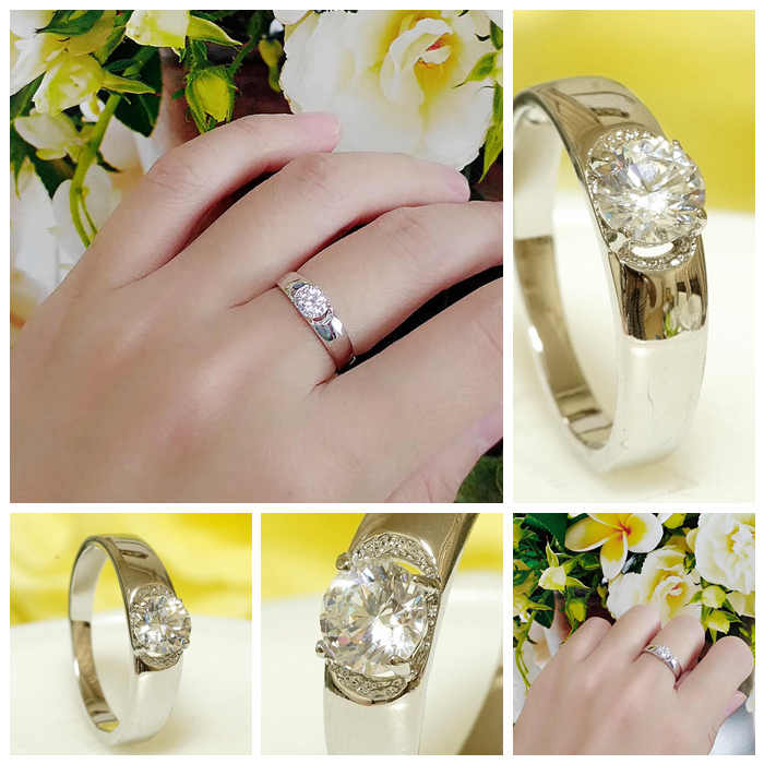 指輪1粒 18K K18 18金 RGP プラチナ CZ ダイヤ 上質 一粒 リング　yu804e バレンタイン ギフト おすすめ 誕生日格安通販　バレンタイン　人気　ランキング