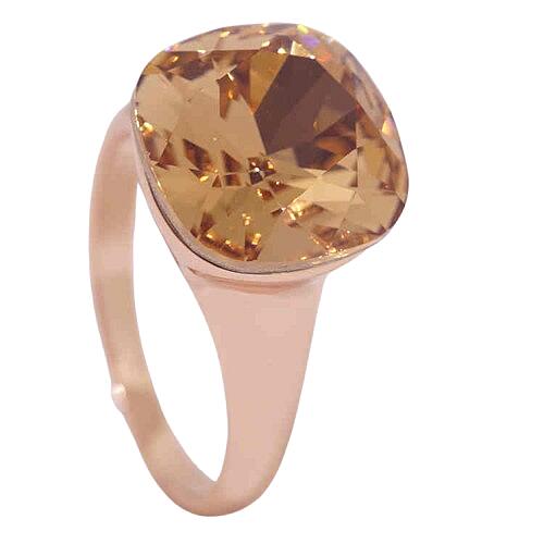 18K 指輪 RGP ゴールド ダイヤ CZ 琥珀色 大粒 リング gu1369e 送料無料