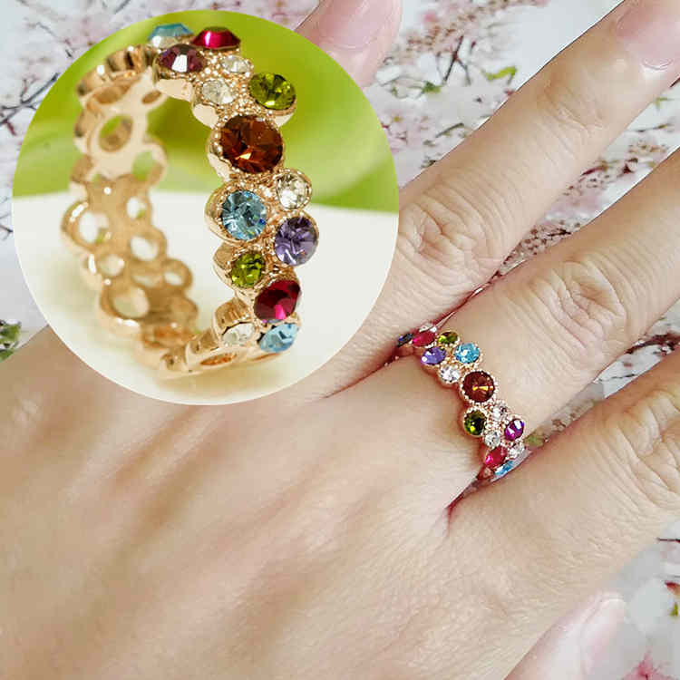 指輪 18K K18 指輪 ゴールド CZ ダイヤ フラワー 彩石 リング gu894e バレンタイン ギフト おすすめ 誕生日 お祝い