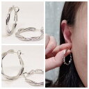 18K RGP プラチナ 直径20mm リング ピアス yp4827