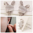 18K RGP プラチナ ダイヤ CZ ウサギ キャッツアイピアス yp4926