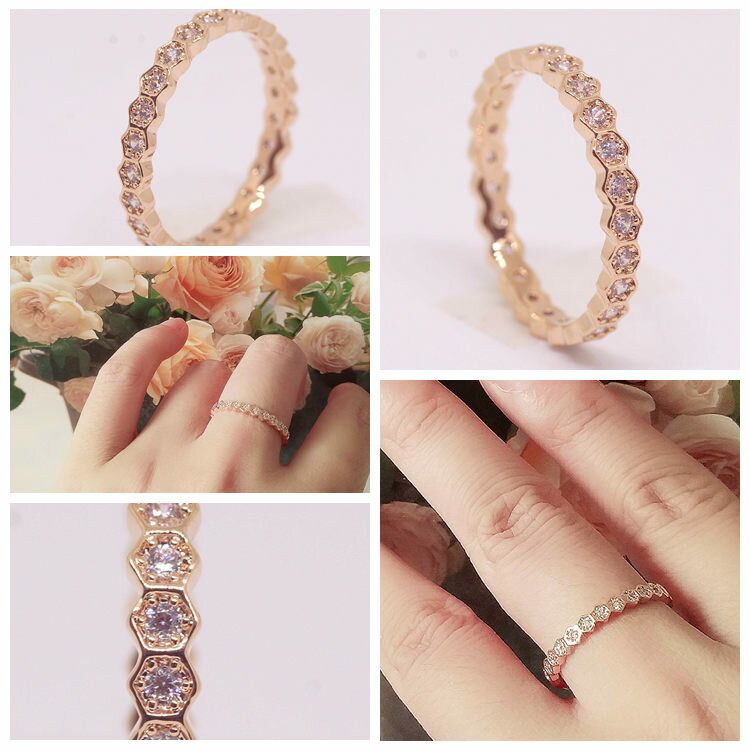 指輪 18K K18 18金 RGP ゴールド 高級 CZ 上品 ハチの巣 エタニティ リング gu1370e 普通便 送料無料 高級 ダイヤ キュービックジルコニア バレンタイン ギフト おすすめ 誕生日格安通販　バレンタイン　人気　ランキング