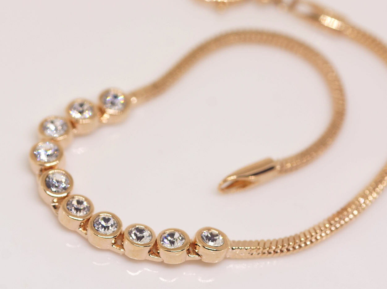 18K RGP ゴールド ダイヤ CZ 小粒 ブレスレット gh888a 普通便 送料無料