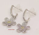 18K RGP プラチナ ダイヤ CZ フラワー ピアス yp5055