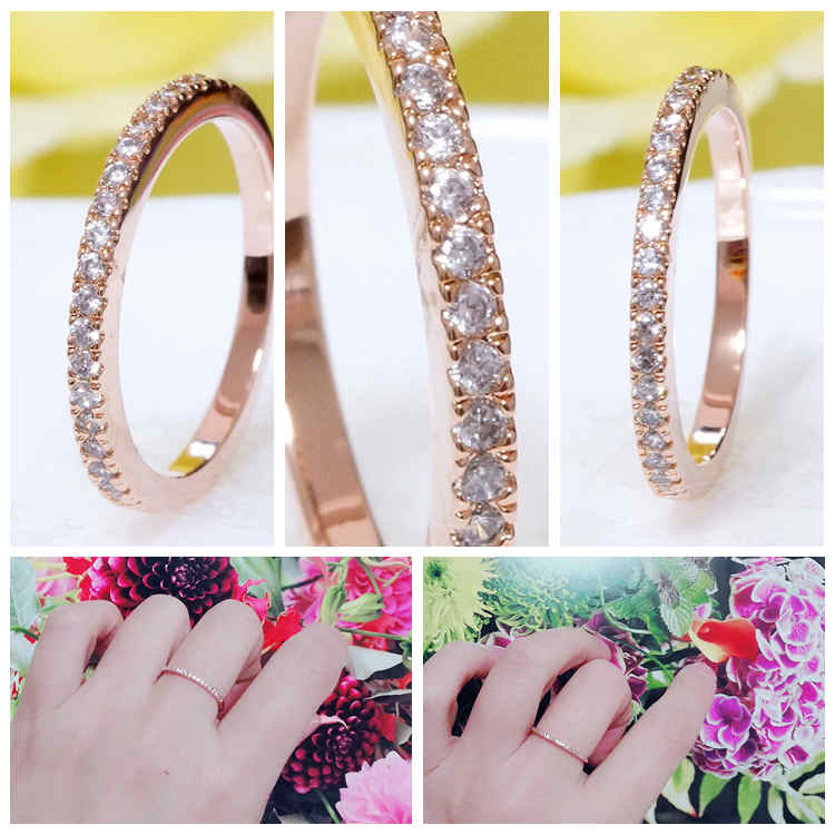 18K K18 18金 RGP ゴールド CZ ダイヤ ハーフ エタニティ リング　gu1156e バレンタイン ギフト おすすめ 誕生日 ギフト格安通販　バレンタイン　人気　ランキング