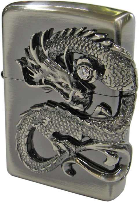 ZIPPO　龍サイドメタル　ジッポーオイルライター　ニッケル古美