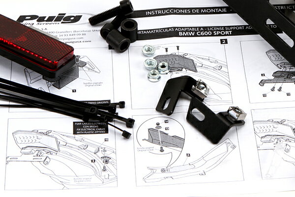 Puig 6061N LICENSE SUPPORTS BMW C600 SPORT (12-15) C650 SPORT (16-20) プーチ フェンダーレス 3