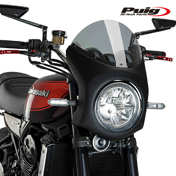 樂天商城 - Puig 9596H RETRO SEMI FAIRING [CARBON LOOK/SMOKE] Kawasaki Z900RS (18-25) Z900RS SE (22-25) プーチ スクリーン カウル