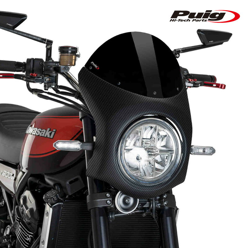 樂天商城 - Puig 9596N RETRO SEMI FAIRING [CARBON LOOK/BLACK] Kawasaki Z900RS (18-25) Z900RS SE (22-25) プーチ スクリーン カウル