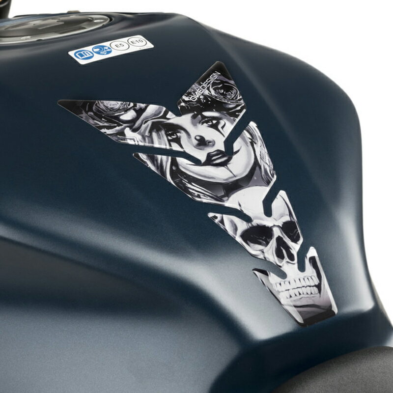 Puig 21435N TANK PROTECTOR SKULL & POKER[BLACK] 汎用 タンクパッド スカル&ポーカー