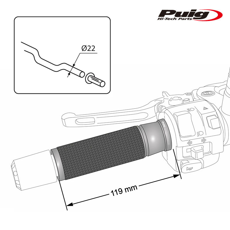 Puig 6325R HI-TECH RADIKAL GRIPS [RED] 119mm 汎用 プーチ ラディカル グリップ ...