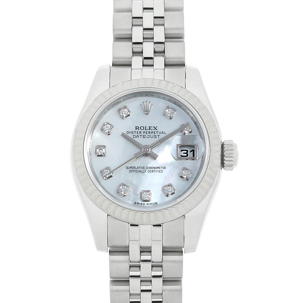 【60回払いまで無金利】ロレックス デイトジャスト 10Pダイヤ 179174NG ホワイトシェル Z番 レディース(007UROAU1703)【中古】【腕時計】【送料無料】のサムネイル