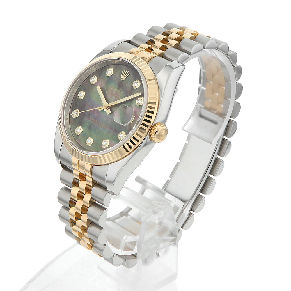 【最大3万円クーポン＆ポイント2倍】ロレックス デイトジャスト 10Pダイヤ 116233NG ブラックシェル V番 メンズ【中古】【腕時計】【送料無料】【返品OK】【ローン60回払い特別低金利】