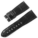 RASINオリジナル パネライ ラジオミール 尾錠用 クロコダイル 裏ラバー 艶消し 黒/ブラック 27mm-22mm OPRMAB2722【WEB限定品】【腕...