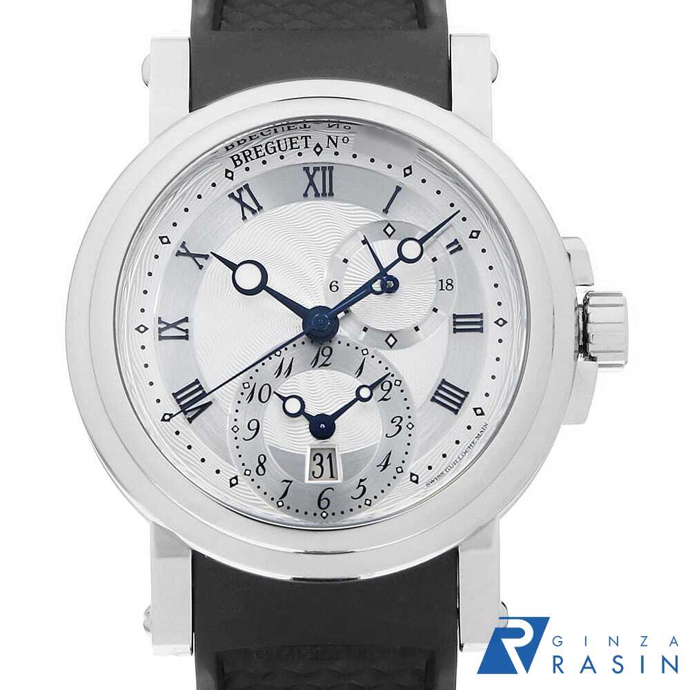 お問合せ用コード U-5857ST125ZU ブランド Breguet（ブレゲ） 型番 5857ST/12/5ZU 商品名 マリーン GMT 材質 ステンレススティール/SS 文字盤 シルバー/Silver ムーブメント 自動巻き/Self-Winding サイズ ケース：直径 42mm (リューズ含まず） 全重量：112g 付属品 外箱 / 内箱 / 取扱説明書 メンテナンス情報コンディション 外装仕上げ/機械点検 (当店にて 2025年4月) ケース： 微細な傷がわずかに残りますが使用感は少なく良い状態です。 ベゼル： 微細な傷がわずかに残りますが使用感は少なく良い状態です。 ガラス： 目立つ傷やダメージなどはなく良い状態です。 針・文字盤： 針は微細な傷がわずかに残りますが着用時には気にならない程度です。文字盤は目立つ傷やダメージなどはなく良い状態です。 ベルト： ベルト使用感は残りますが当店にてクリーニングを済ませた純正品です。 バックルは微細な傷がわずかに残りますが使用感は少なく良い状態です。 当社保証 内部機械の自然故障について ご購入日より　1年間詳しくはこちらをクリック モデル情報 2012年にマリーン・コレクションに加わったモデルです。6時位置にインダイアル方式のセカンドタイムゾーンを設けています。機能性だけではなく、美しい装飾がブレゲの特徴。特に24時間表示に施された2種類のギョーシェ彫りは圧巻の一言。デイ/ナイトをギョーシェだけで表現できるのはブレゲだけではないでしょうか。シースルーバックからは美しく装飾されたムーブメントをご覧頂けます。 個別コード 13A3BCAU0014 販売店舗：銀座rasin(銀座らしん、銀座ラシン) 銀座本店
