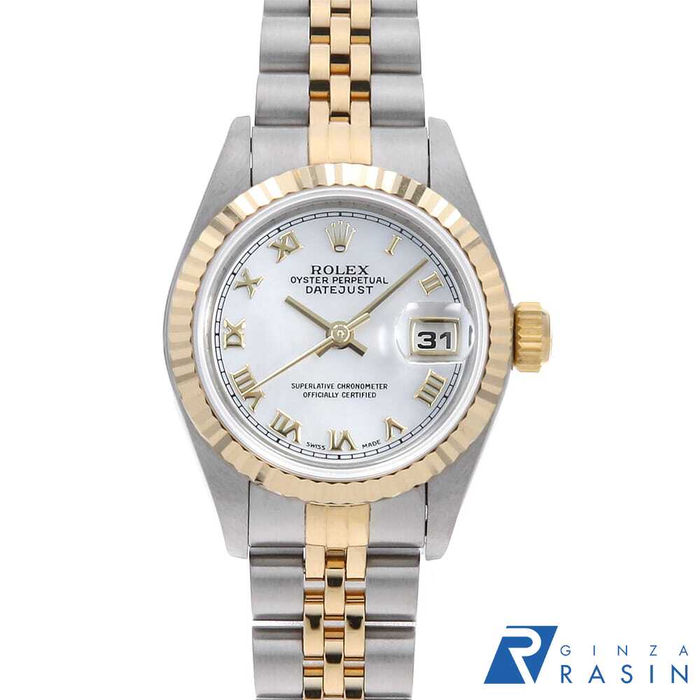 【最大3万円クーポン＆ポイント2倍】ロレックス デイトジャスト 79173NR ホワイトシェル ローマ P番 レディース【中古】【腕時計】【送料無料】【返品OK】【ローン60回払い特別低金利】のサムネイル