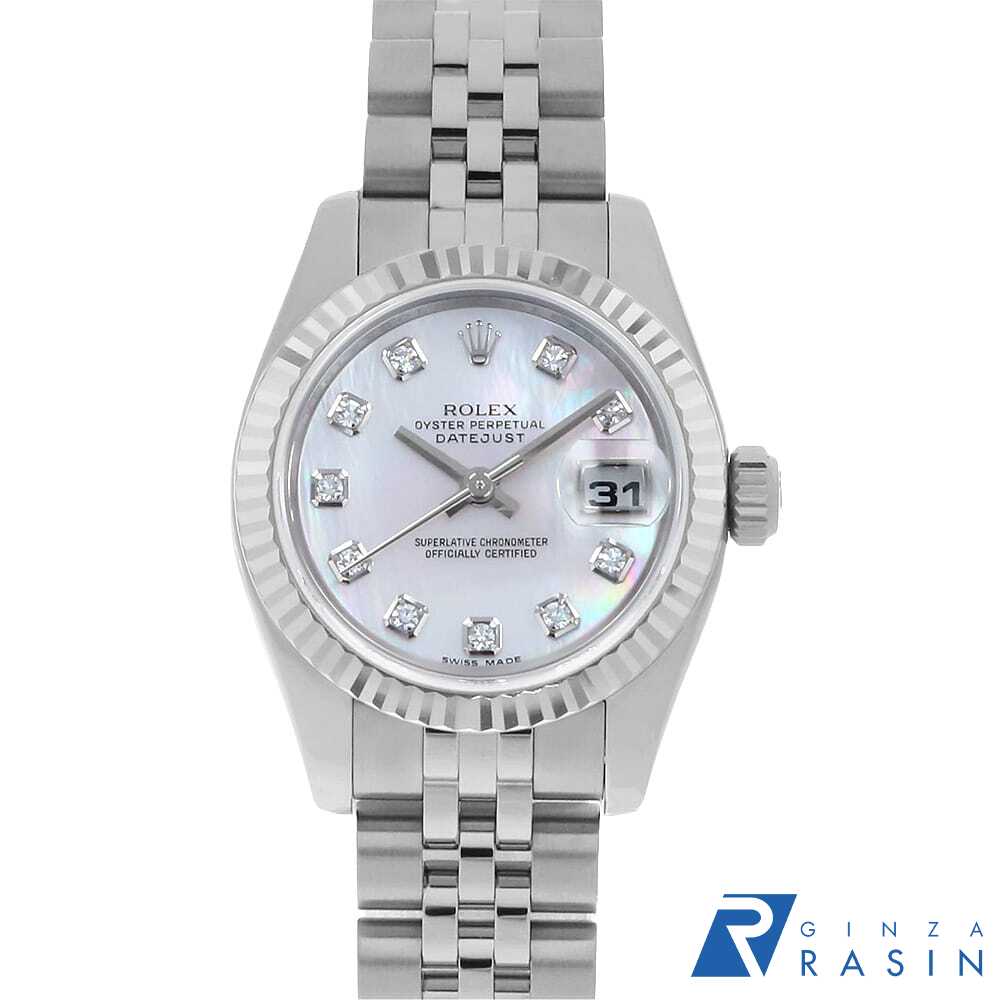 【最大3万円クーポン＆ポイント2倍】ロレックス デイトジャスト 10Pダイヤ 179174NG ピンクシェル M番 レディース【中古】【腕時計】【送料無料】【返品OK】【ローン60回払い特別低金利】のサムネイル