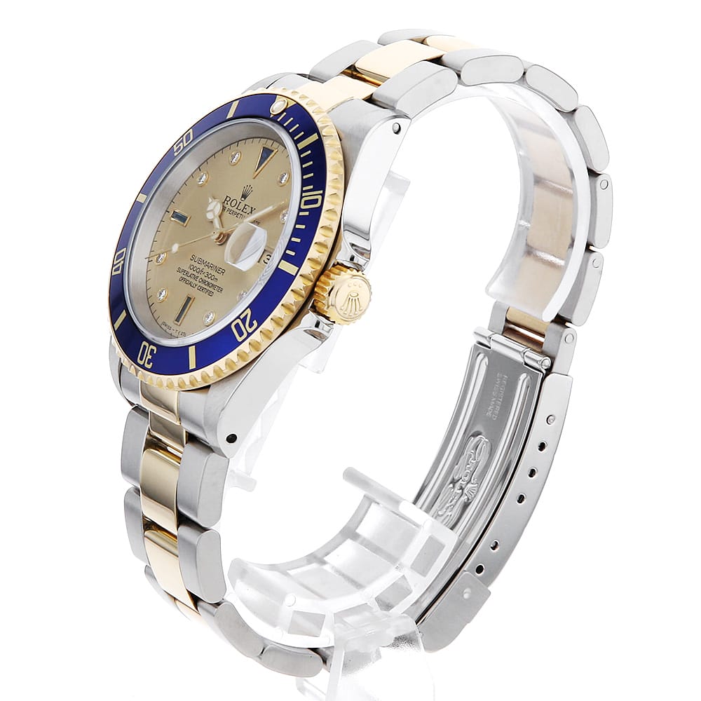 【ローン60回払い特別低金利】ロレックス サブマリーナ デイト 8Pダイヤ 3Pサファイア 16613SG シャンパン オールトリチウム U番 メンズ【中古】【腕時計】【送料無料】【返品OK】