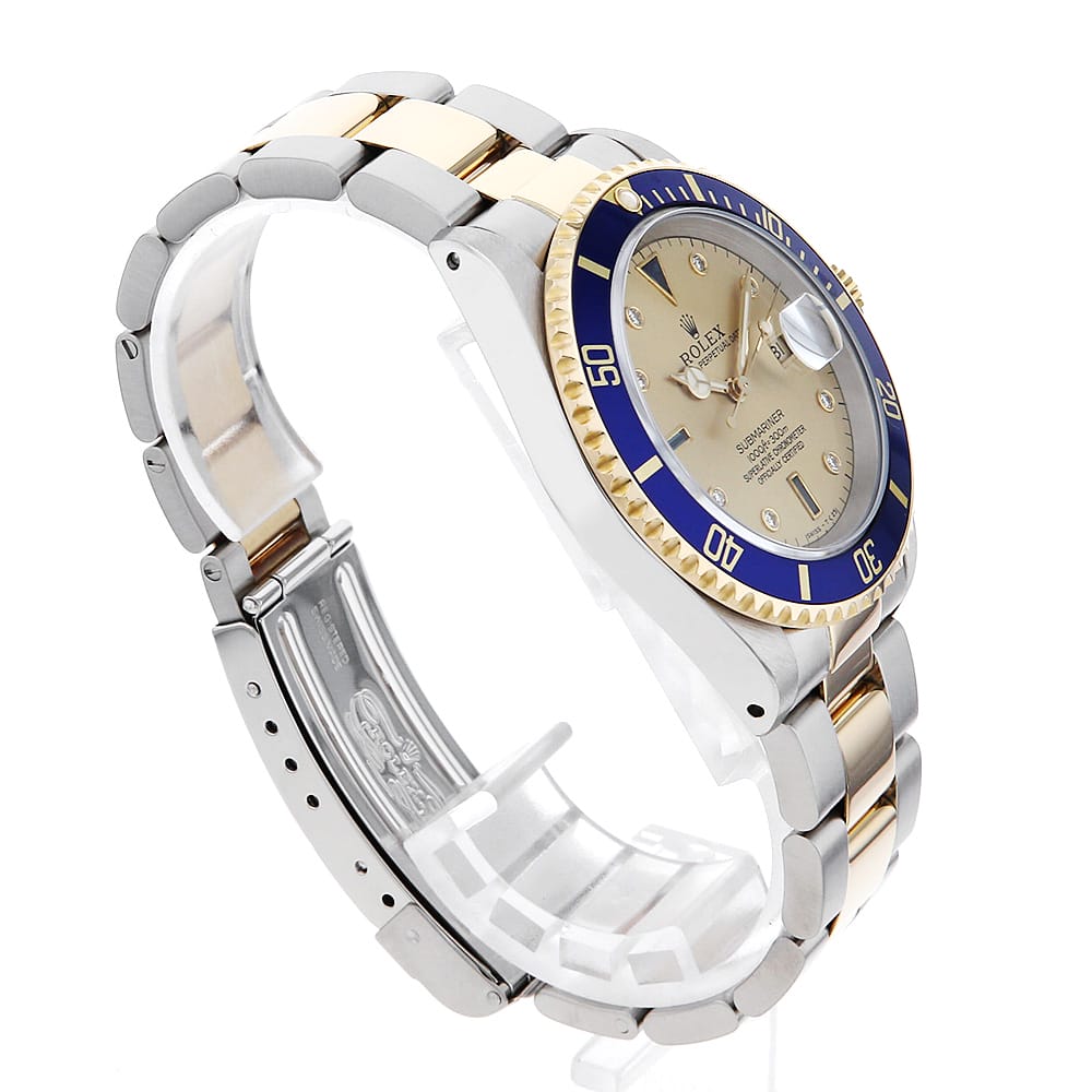 【ローン60回払い特別低金利】ロレックス サブマリーナ デイト 8Pダイヤ 3Pサファイア 16613SG シャンパン オールトリチウム U番 メンズ【中古】【腕時計】【送料無料】【返品OK】