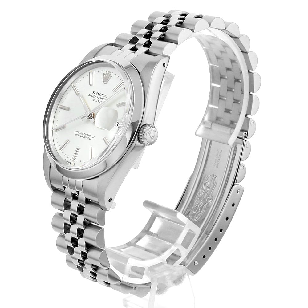 【最大4万円クーポン＆ポイント2倍】ロレックス オイスターパーペチュアルデイト 15000 シルバー バー 5列 ジュビリーブレス L番 メンズ【中古】【腕時計】【送料無料】【返品OK】【ローン60回払い特別低金利】