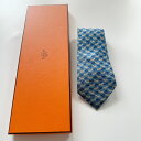 【最大3万円OFFクーポン配布中!〜5/16 1:59】美品 HERMES エルメス ネクタイ ブルー系 シマウマ柄 結婚式 記念日 プレゼント 父の日 お祝い...