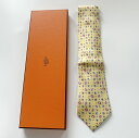 【最大3万円OFFクーポン対象!〜11/27】HERMES エルメス ネクタイ イエロー クリーニング済 結婚式 記念日 プレゼント 父の日 お祝い 中古