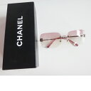 CHANEL シャネル サングラスレディース ココマーク ピンク系 リムレス ケース付 レディース メンズ ブランド UVカット おしゃれ 薄い色 グラデーション 紫外線対策 スクエア 中古