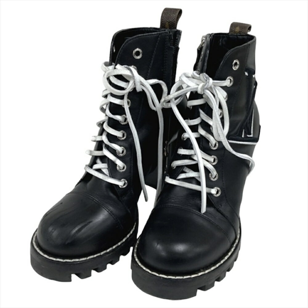 【最大3万円OFFクーポン対象!〜11/27】美品 LV Louis Vuitton ルイヴィトン 厚底ブーツレディース ミュール 37.5サイズ ラウンドトゥ...