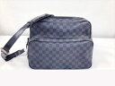 LV Louis Vuitton ルイヴィトン ダミエ グラフィット イオ 斜め掛け ショルダーバッグ N45252 PVC レザー メンズ ブラック グレー マルティー 中古